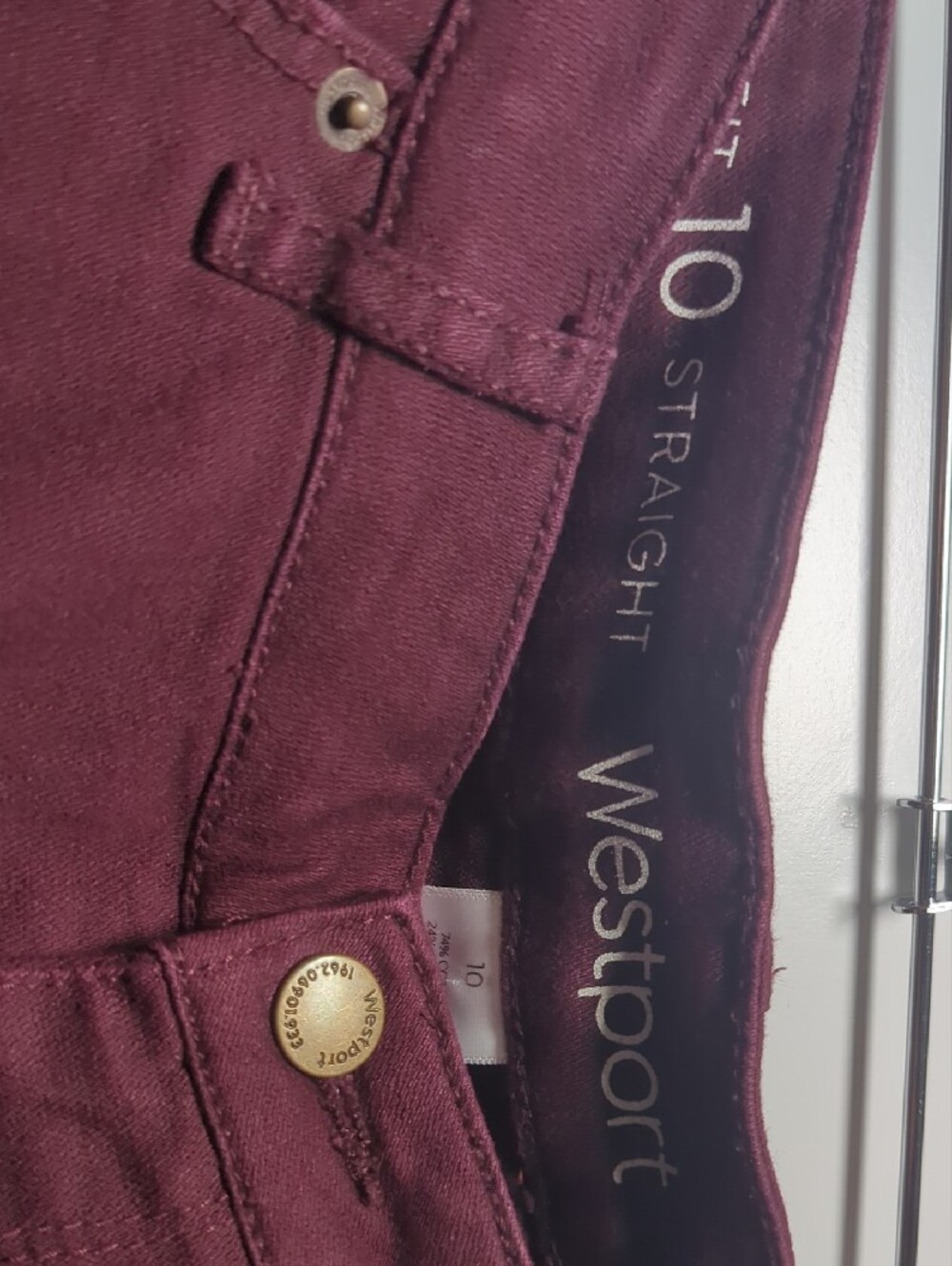 Westport Skinny Jeans in Burgundy - Picture 2 of 7